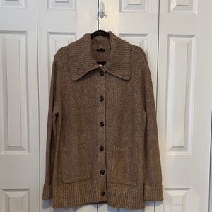 NWT Talbots Cozy Brown Button-Up Women's Sweater